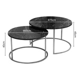 Set 2 masute de cafea Solme, Negru, 75x75x45 cm