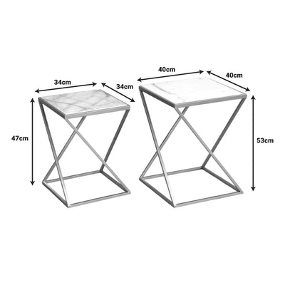 Set 2 masute laterale Zoliene, Auriu, 40x40x53 cm, imagine suplimentara