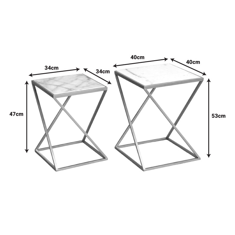 Set 2 masute laterale Zoliene, Auriu, 40x40x53 cm, imagine suplimentara