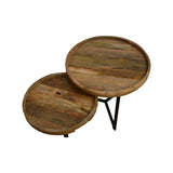 Set 2 mese de cafea Kelly, Lemn de Mango, variate, Naturală-Neagră, 50x50x40 cm