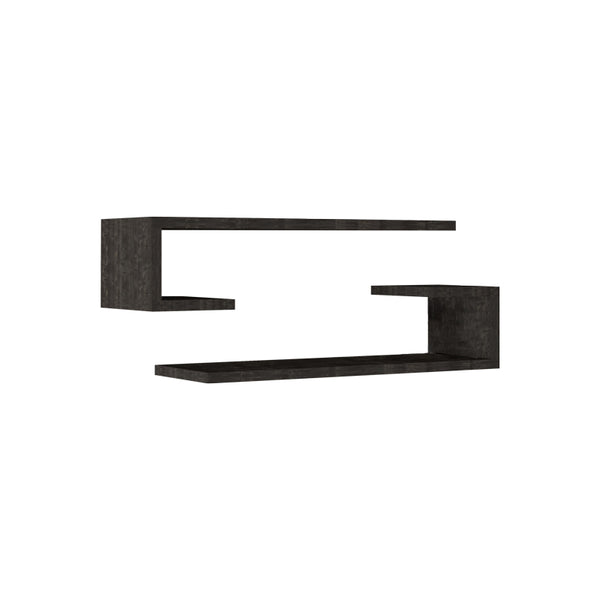 Set 2 rafturi de perete Eldo, Negru, 60x19x15 cm