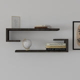 Set 2 rafturi de perete Eldo, Negru, 60x19x15 cm