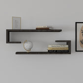 Set 2 rafturi de perete Eldo, Negru, 60x19x15 cm, imagine suplimentara
