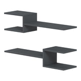 Set 2 rafturi de perete Sumpa, Alb, 65x20x18 cm - Antracit