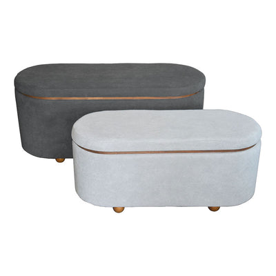 Set 2 tabureti cu spatiu depozitare Tara Gri deschis 110x45x48 cm