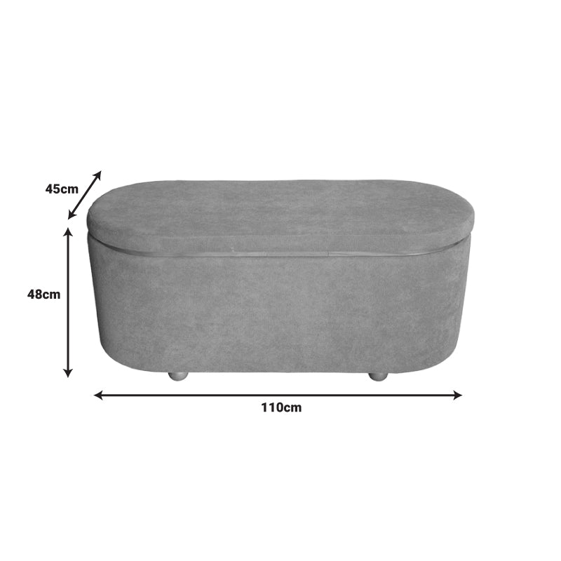 Set 2 tabureti cu spatiu depozitare Tara, Gri deschis, 110x45x48 cm, perspectiva suplimentara