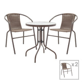 Set 3 buc masa si scaune de gradina Obbi-Watson, Maro, 60x60x70 cm