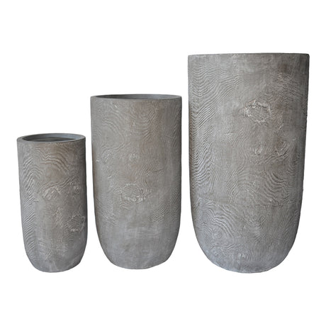 Set 3 Ghivece Ceramice Retaila, Stil Antic Gri, Ceramică, Variate, 44x44x79 cm