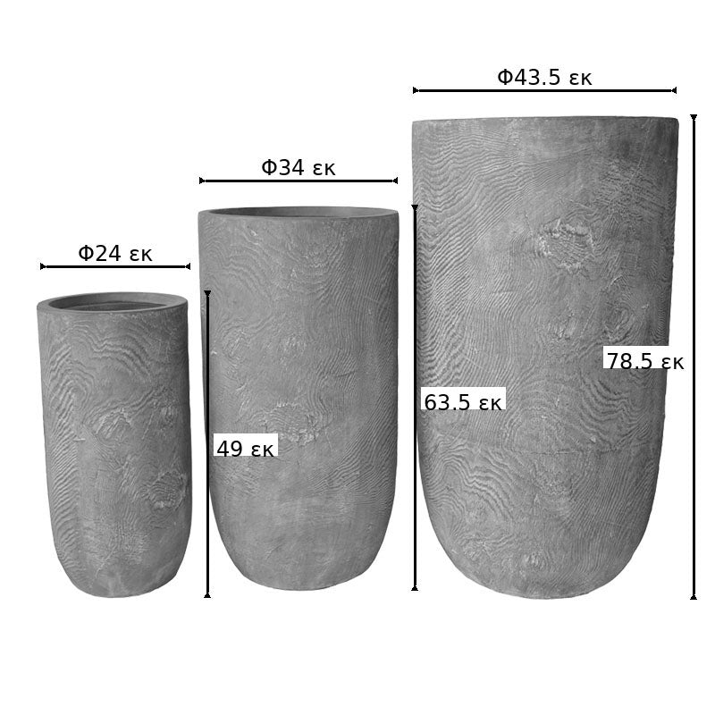 Set 3 Ghivece Ceramice Retaila, Stil Antic Gri, Ceramică, Variate, 44x44x79 cm