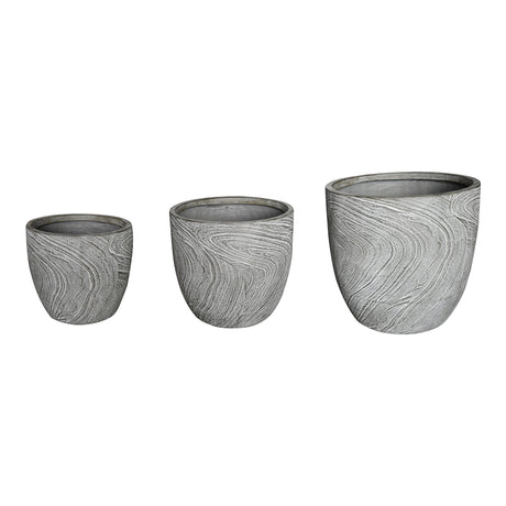 Set 3 ghivece decorative Anthea, design antic, ceramică, pentru o notă vintage în grădina ta, gri antic, 45x45x44 cm