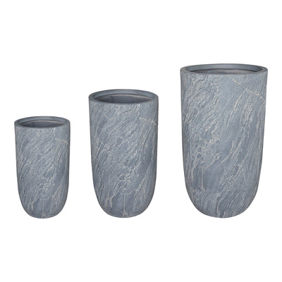 Jardiniere Set 3 ghivece decorative ceramice Anteria, gri, ceramica, variate