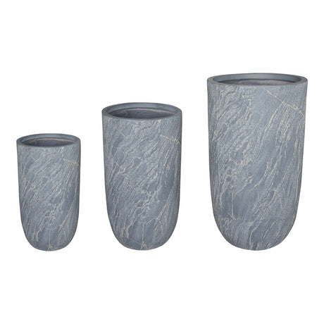 Set 3 ghivece decorative ceramice Anteria, ceramica, variate, gri, 44x44x79 cm