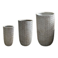 Jardiniere Set 3 ghivece decorative ceramice Kallena, Gri-Bej, Ceramică, variabile