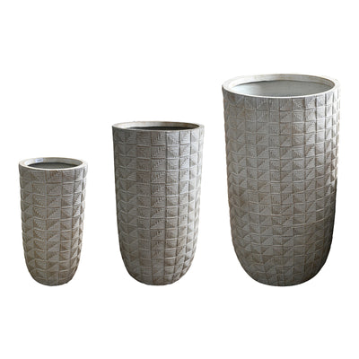 Jardiniere Set 3 ghivece decorative ceramice Kallena, Gri-Bej, Ceramică, variabile