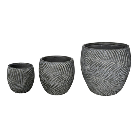 Set 3 ghivece Dortu, stil antic, ceramică, gri, 56x56x55 cm