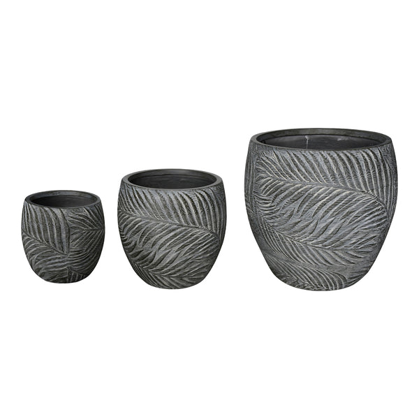 Set 3 ghivece Dortu, stil antic, ceramică, gri, 56x56x55 cm