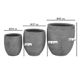 Set 3 jardiniere ceramice Berzoka, variate, gri, 45x45x51 cm