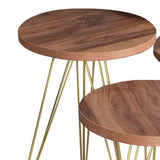 Măsuțe laterale Wakmi, Set 3 piese, 33x33x55 cm - Natural-Auriu