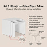 Set 3 Masute Cafea Zigon Adore, 55x47x40 cm - Alb