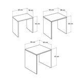 Set 3 Masute Cafea Zigon Adore, 55x47x40 cm - Stejar