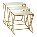 masuta de cafea Set 3 masute de cafea Pitche Auriu 80x37x123 cm