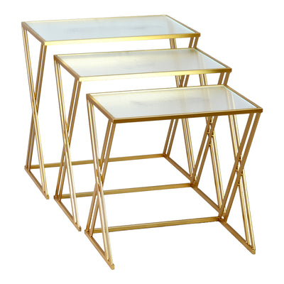 masuta de cafea Set 3 masute de cafea Pitche Auriu 80x37x123 cm