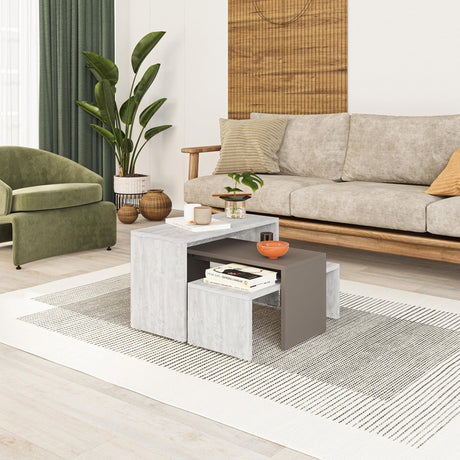 Set 3 masute Kantar, Alb, 65x30x39 cm