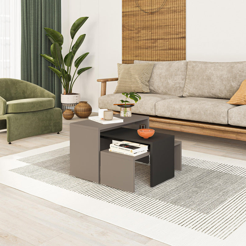 Set 3 masute Kantar, Antracit-Maro, 65x30x39 cm, imagine suplimentara