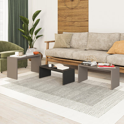 Set 3 masute Kantar, Antracit-Maro, 65x30x39 cm, perspectiva suplimentara