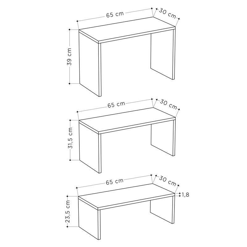 Set 3 masute Kantar, Antracit-Maro, 65x30x39 cm, foto produs