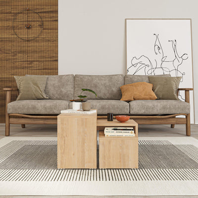 Set 3 masute Kantar, Natural, 65x30x39 cm, detaliu produs