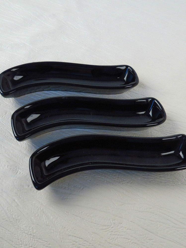 Set 3 Platouri Olivier, Ceramica, Negru, 18 cm