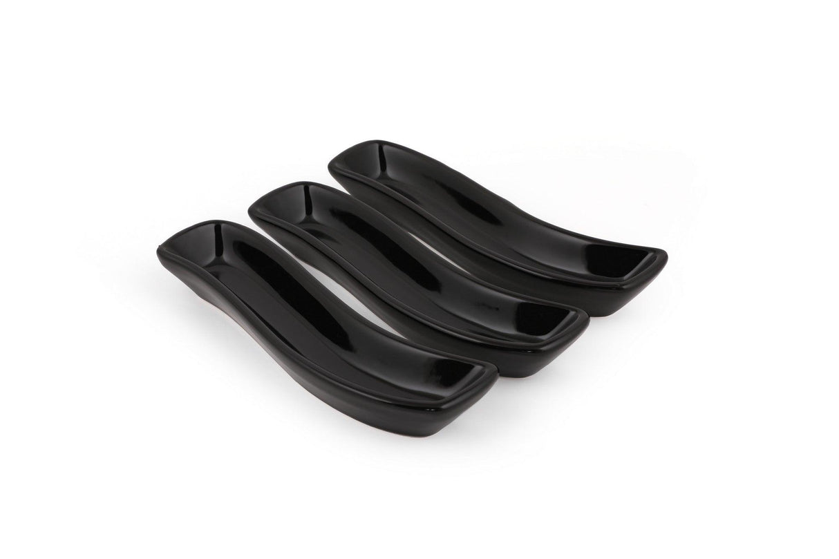 Set 3 Platouri Olivier, Ceramica, Negru, 18 cm