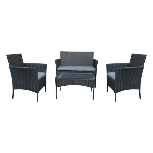 Set 4 buc masa si scaune de gradina Calmness, Negru, 104x55x79 cm