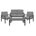 Set 4 buc masa si scaune de gradina Mabudu Gri 118x64x100 cm