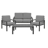Set 4 buc masa si scaune de gradina Mabudu, Gri, 118x64x100 cm