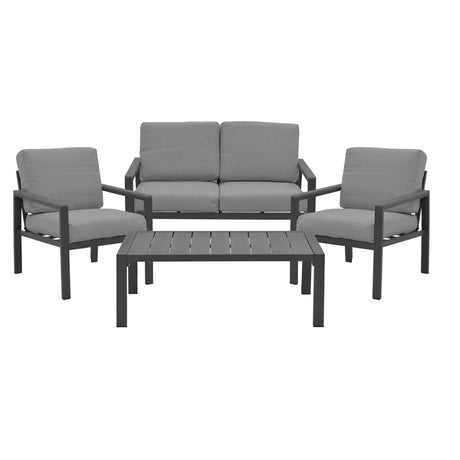 Set 4 buc masa si scaune de gradina Mabudu, Gri, 118x64x100 cm