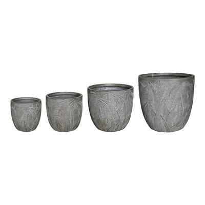 Jardiniere Set 4 ghivece Oniella, stil antic, ceramică, gri, variate