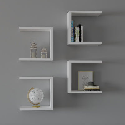 Set 4 rafturi de perete Perari, Alb, 30x19x30 cm, imagine suplimentara