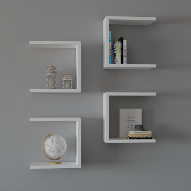 Set 4 rafturi de perete Perari, Alb, 30x19x30 cm, imagine suplimentara