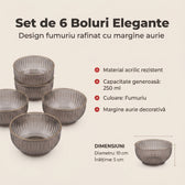 Set 6 boluri, Fumuriu, 250 cc