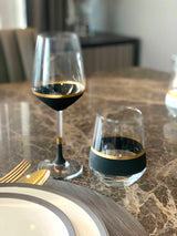 Set 6 Pahare cu Picior, Negru, 9x9x20 cm