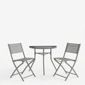 Set bistro exterior Bion Jeve, 3 piese, Antracit-Champagne, metal si textilene, 70x40x65 cm, vedere frontală, metal, stofă, PP, pentru living sau bucătărie