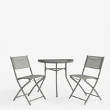 Set bistro exterior Bion Jeve, 3 piese, Antracit-Champagne, metal si textilene, 70x40x65 cm