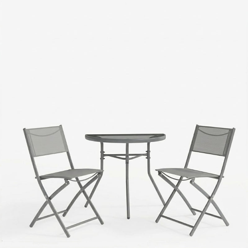 Set bistro exterior Bion Jeve, 3 piese, Antracit-Champagne, metal si textilene, 70x40x65 cm, vedere frontală, metal, stofă, PP, pentru living sau bucătărie