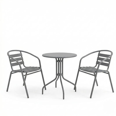 Set bistro exterior Vergo Tade, 3 piese, Antracit, metal, Ø60x70 cm