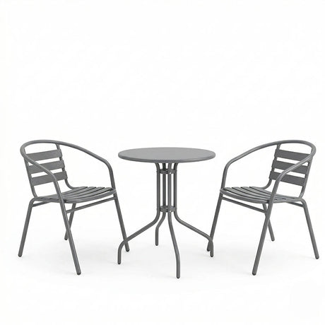 Set bistro exterior Vergo Tade, 3 piese, metal, Antracit, Ø60x70 cm