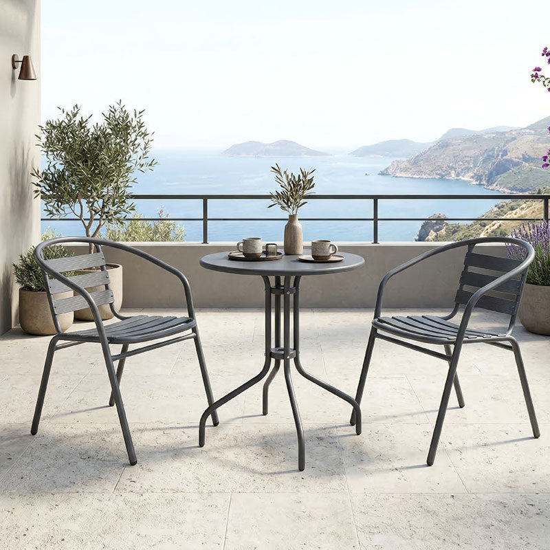 Set bistro exterior Vergo Tade, 3 piese, metal, Antracit, Ø60x70 cm
