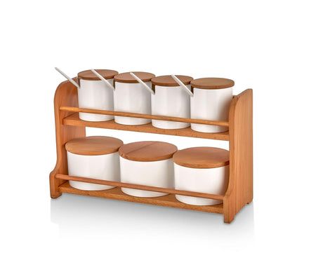 Set borcan de condimente și rafturi de bucătărie, 34.3x22.8x12.8 cm