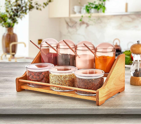 Set borcan de condimente și rafturi de bucătărie, 34.4x10.9x20.4 cm